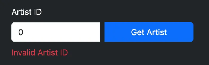 Screenshot of error handling and tooltips