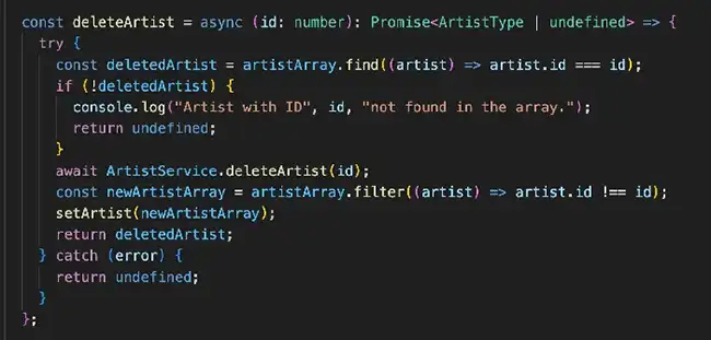 Code snippet of the Context class in the frontend